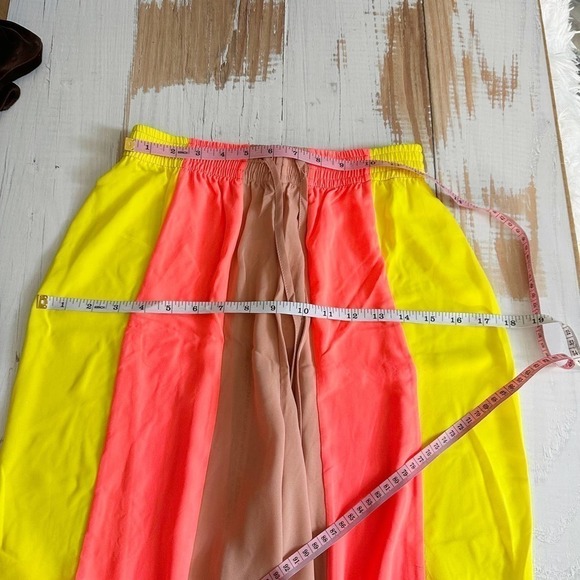 House of CB Margot Wide Leg Pants Size XS Yellow And Neon Coral - Picture 7 of 10